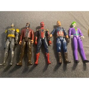Set of Five Marvel & DC Superhero Action Figures 12 inches each